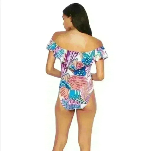Trina Turk PARADISE PLUME OFF SHOULDER ONE PIECE swimsuit bathing suit 6 small - Picture 4 of 14